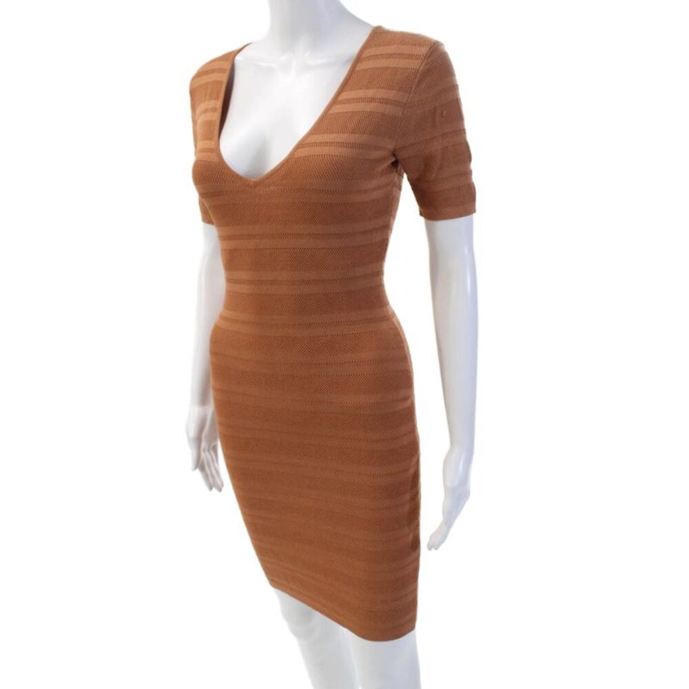 Torn by Ronny Kobo Womens Short Sleeve V-neck Lined Fit Dress Orange Size 02 - Picture 2 of 6